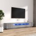 Set muebles TV con LEDs 3 pzas madera contrachapada gris