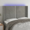 Cabecero con LED de terciopelo gris claro 147x16x118/128 cm