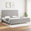 Estructura de cama con cabecero de tela gris claro 200x200 cm