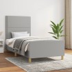 Estructura de cama con cabecero de tela gris claro 100x200 cm