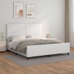 Estructura de cama cabecero cuero sintético blanco 160x200 cm