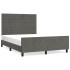 Estructura cama con cabecero terciopelo gris oscuro 140x190