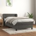 Cama box spring con colchón terciopelo gris oscuro 90x190