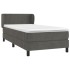 Cama box spring con colchón terciopelo gris oscuro 80x200