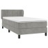 Cama box spring con colchón terciopelo gris claro 90x190