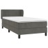 Cama box spring con colchón terciopelo gris oscuro 90x190