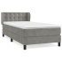 Cama box spring con colchón terciopelo gris claro 80x200