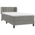 Cama box spring con colchón terciopelo gris claro 80x200