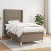 Cama box spring con colchón tela gris taupe 90x200 cm