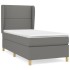 Cama box spring con colchón tela gris oscuro 80x200