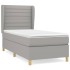 Cama box spring con colchón tela gris claro 90x200