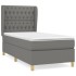 Cama box spring con colchón tela gris oscuro 90x190