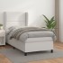 Cama box spring con colchón cuero sintético blanco 80x200