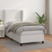 Cama box spring con colchón cuero sintético blanco 90x190 cm