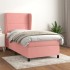 Cama box spring con colchón terciopelo rosa 100x200