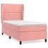 Cama box spring con colchón terciopelo rosa 100x200