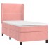 Cama box spring con colchón terciopelo rosa 100x200