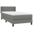 Cama box spring con colchón tela gris oscuro 90x190