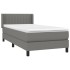 Cama box spring con colchón tela gris oscuro 80x200