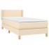 Cama box spring con colchón tela color crema 90x200