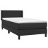 Cama box spring con colchón cuero sintético negro 90x190