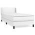 Cama box spring con colchón cuero sintético blanco 90x190