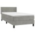 Cama box spring con colchón terciopelo gris claro 90x190