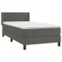 Cama box spring con colchón terciopelo gris oscuro 90x200