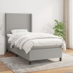 Cama box spring con colchón tela gris claro 90x200 cm