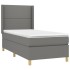 Cama box spring con colchón tela gris oscuro 90x200