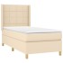 Cama box spring con colchón tela color crema 90x200