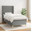 Cama box spring con colchón tela gris oscuro 90x190 cm