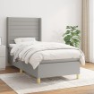 Cama box spring con colchón tela gris claro 90x200 cm