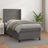 Cama box spring con colchón cuero sintético gris 90x190