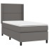 Cama box spring con colchón cuero sintético gris 90x190