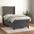 Cama box spring con colchón terciopelo gris oscuro 90x200