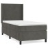 Cama box spring con colchón terciopelo gris oscuro 90x200