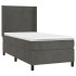 Cama box spring con colchón terciopelo gris oscuro 90x200