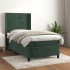 Cama box spring con colchón terciopelo verde oscuro 100x200