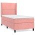 Cama box spring con colchón terciopelo rosa 90x200