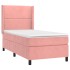 Cama box spring con colchón terciopelo rosa 90x200