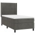 Cama box spring con colchón terciopelo gris oscuro 80x200