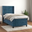 Cama box spring con colchón terciopelo azul oscuro 90x200 cm