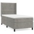 Cama box spring con colchón terciopelo gris claro 90x190