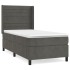 Cama box spring con colchón terciopelo gris oscuro 90x200