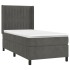 Cama box spring con colchón terciopelo gris oscuro 80x200