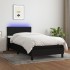 Cama box spring con colchón y LED tela negro 90x190