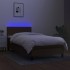 Cama box spring con colchón LED tela marrón oscuro 80x200