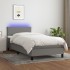 Cama box spring con colchón y LED tela gris oscuro 80x200