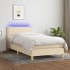 Cama box spring con colchón y LED tela crema 90x200